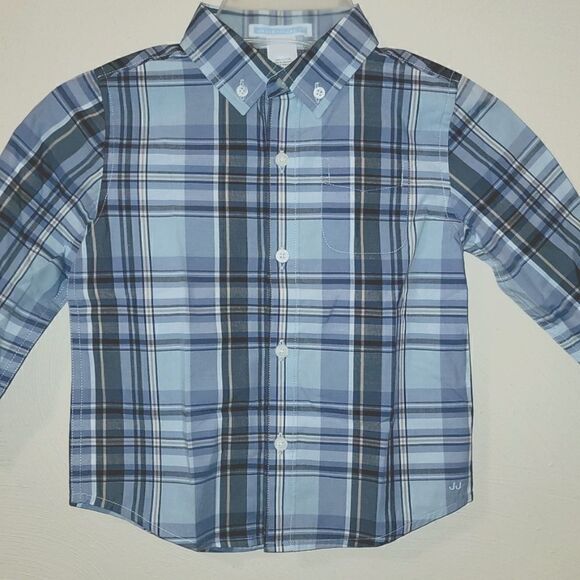 JANIE AND JACK BLUE PLAID OXFORD BUTTON DOWN SHIRT, SIZE 18-24 MONTHS - NEW!! - Picture 1 of 9